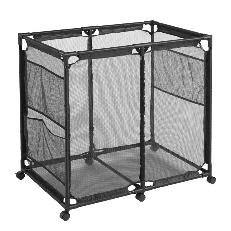 Amostby swimming pool ,Rolling Poolside Mesh Container for Toys  Waterproof, UV Resistant Outdoor Organizer Box with Bonus Mesh Bag Pool Storage Bin Pool Storage Bin/Black