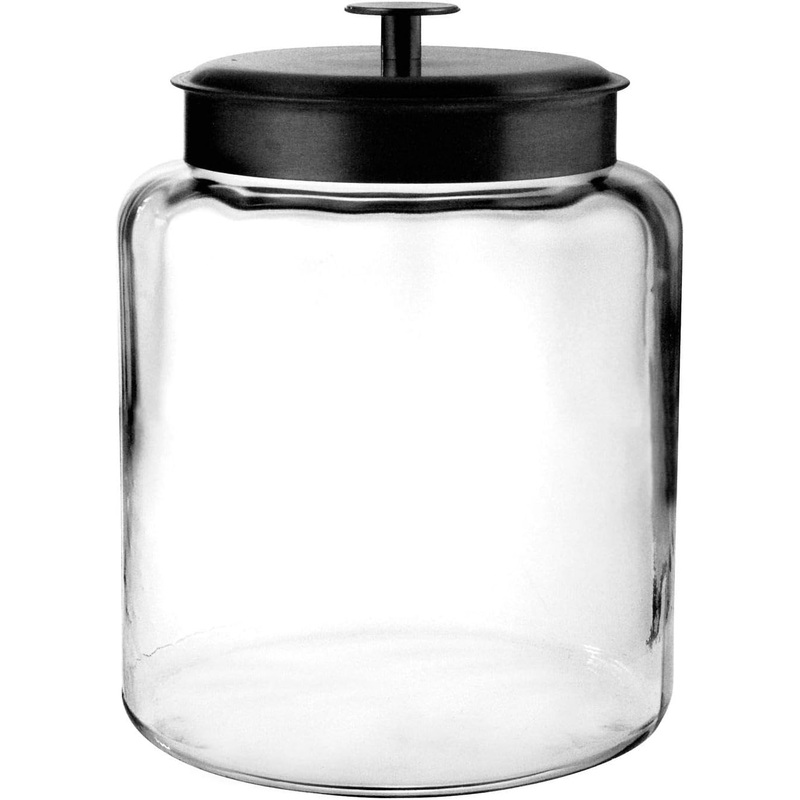 Anchor Hocking 2 Gallon Montana Glass Jar with Lid (2 piece, black metal, dishwasher safe)