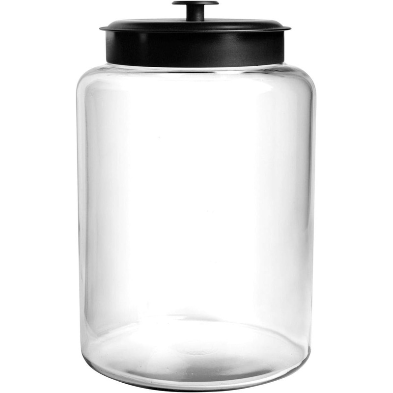 Anchor Hocking Montana 2.5 Gallon Glass Jar with Lid, Black Metal Lid