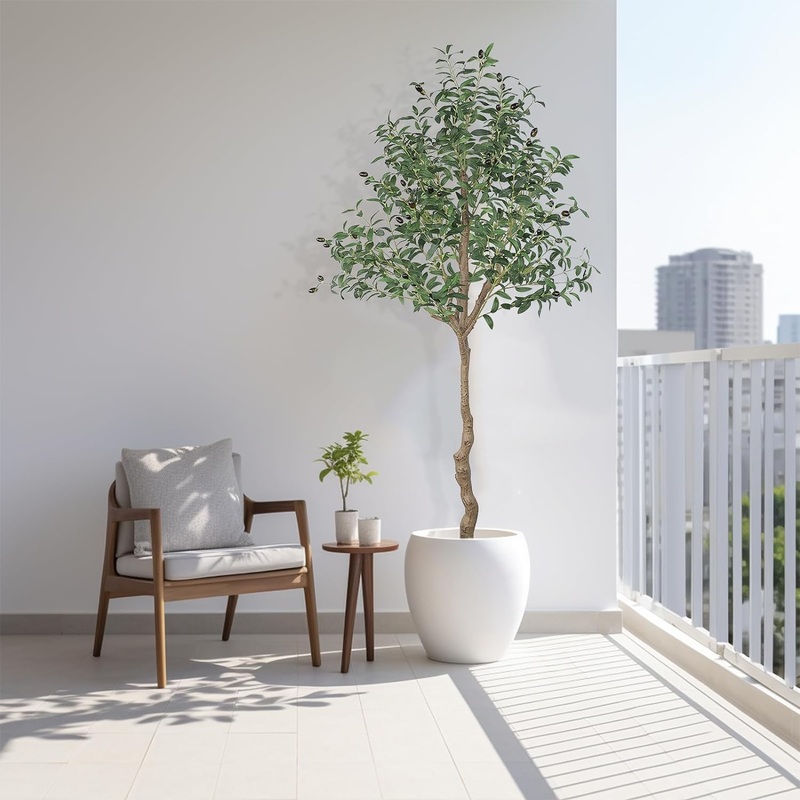 AnTing 6FT Artificial Olive Tree Faux Olive 1150Leaves and 44Fruits with Pot for Home Decor Indoor Gift 2Pack