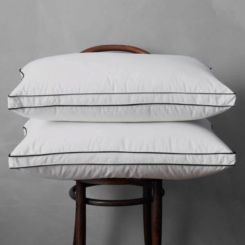 APSMILE Organic Goose Feathers & Down Pillow for Sleeping, 2 Pack King Size Gusseted Pillow Inserts, Hotel Collection Medium Bed Pillow Set for Stomach, Side and Back Sleepers, 2036