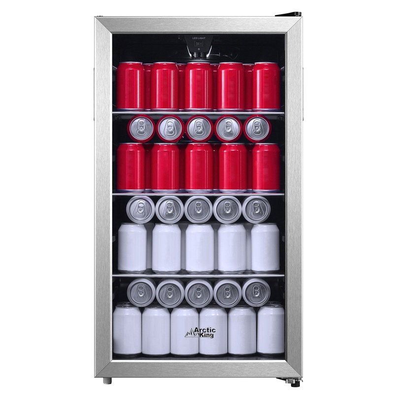 Arctic King 115-Can Beverage Fridge & Cooler, Stainless Steel Look