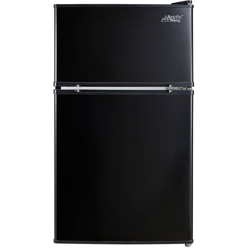 Arctic King 3.2 Cu ft Two Door Compact Refrigerator with Freezer, Black, E-star New