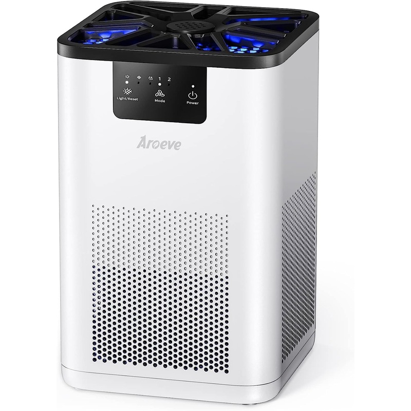 AROEVE Air Purifiers for Bedroom HEPA Air Purifier With Aromatherapy Function For Pet Smoke Pollen Dander Hair Smell 20dB Air Cleaner For Bedroom Office Living Room Kitchen, MK06- White
