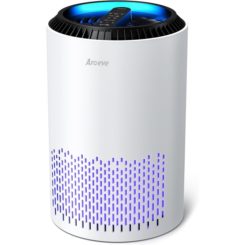 AROEVE Air Purifiers for Home, HEPA Air Purifiers Air Cleaner For Smoke Pollen Dander Hair Smell Portable Air Purifier with Sleep Mode Speed Control For Bedroom Office Living Room, MK01- Black