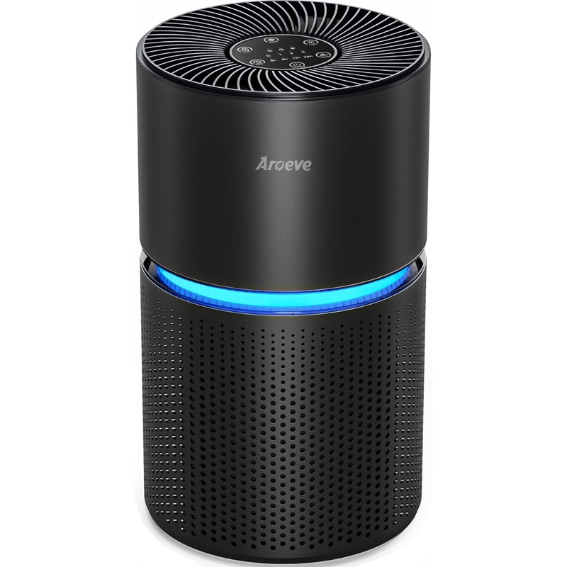 AROEVE Air Purifiers for Home Large Room Up to 1095 Sq Ft Air Cleaner Coverage High-Efficiency HEPA Remove Dust, Pet Dander, Pollen for Office, Bedroom, MK03- Black