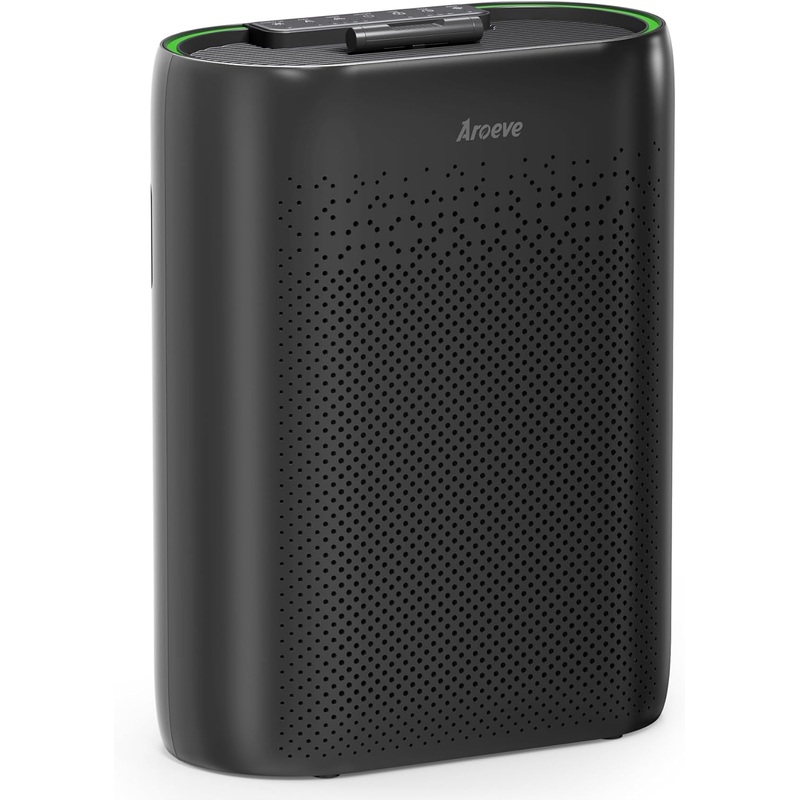 AROEVE Air Purifiers for Home Large Room with Automatic Air Detection Cover 1095 Sq.Ft High-Efficiency HEPA Filter Remove Dust, Pet Dander, Pollen for Home, Bedroom, Dorm Room, MKD05-Black
