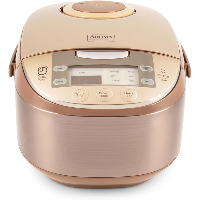 Aroma Housewares ARC-6106 Aroma Professional 6 Cups Uncooked Rice, Slow Cooker, Food Steamer, MultiCooker, Champagne