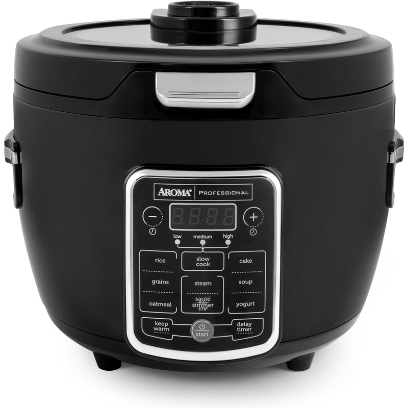 Aroma Professional ARC-1230B Grain, Oatmeal,Slow Cooker, Saute, Steam, Timer, 10 Cup Uncooked/20 Cup Cooked, Black