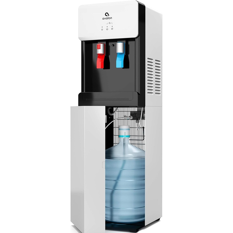 Avalon Bottom Loading Water Cooler Dispenser  Hot & Cold Water, Child Safety Lock, Innovative Slim Design, Holds 3 or 5 Gallon Bottles  UL Listed- White