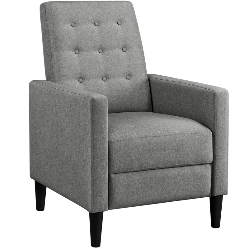 Alden Design Modern Fabric Push Back Recliner Chair, Gray