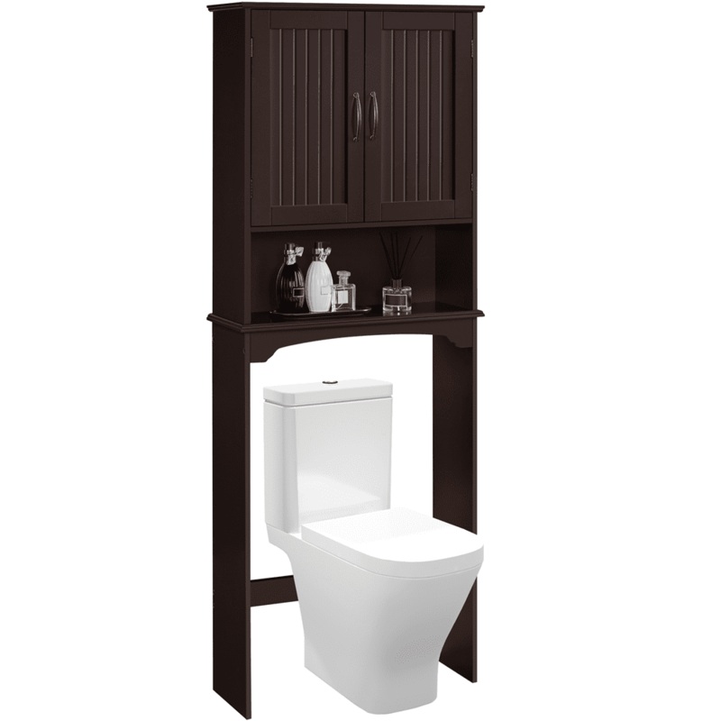 Alden Design Wooden Over the Toilet Bathroom Storage 3-Shelf, Espresso, 24.5Lx9Wx66H
