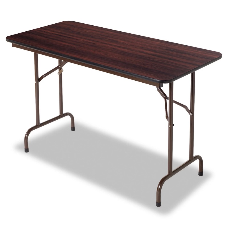 Alera Wood Rectangular Folding Table, 48W x 24D x 29H, Mahogany