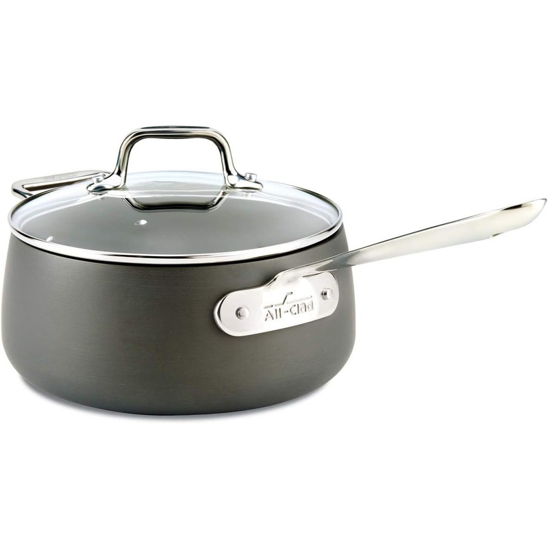All-Clad HA1 Hard Anodized Nonstick Sauce Pan 3.5 Quart Induction Oven Safe 350F Pots and Pans, Cookware Black