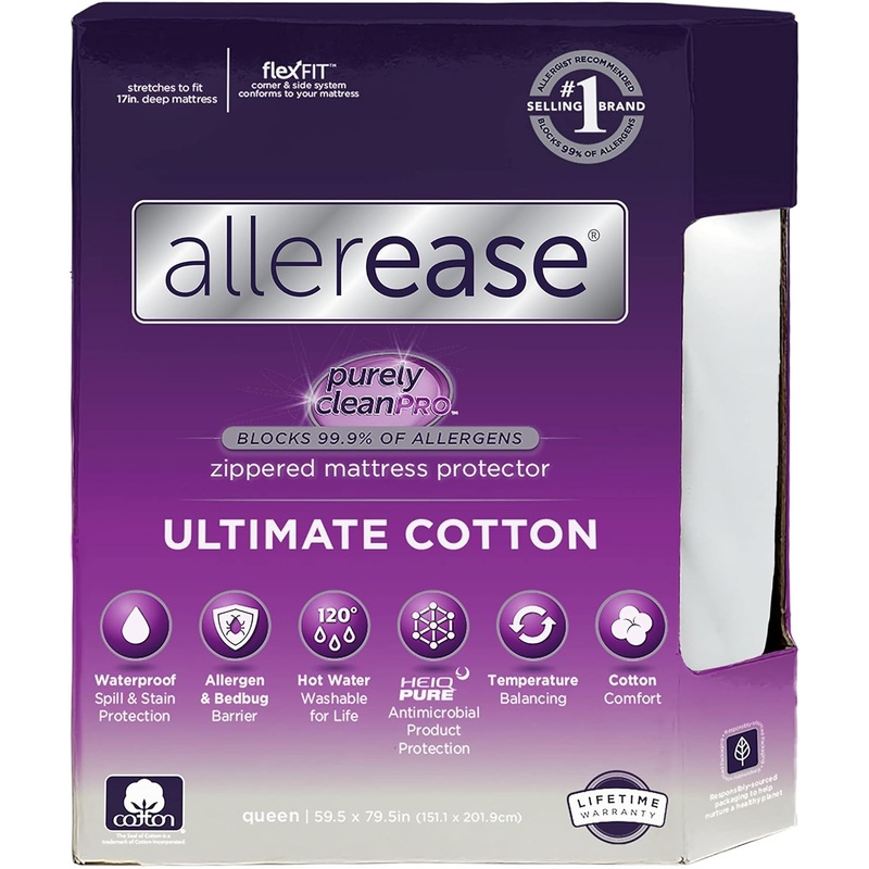 AllerEase Ultimate Allergy Protection and Comfort Zippered Mattress Protector, Twin