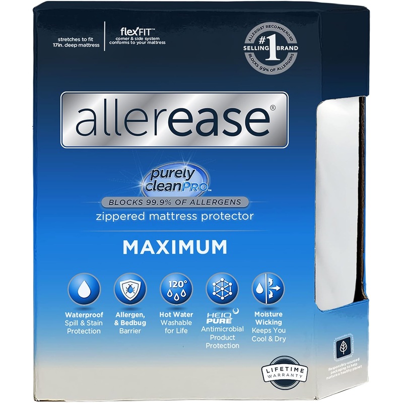 AllerEase Waterproof Mattress Protector, Maximum Allergy Mattress Protector, King Mattress Cover