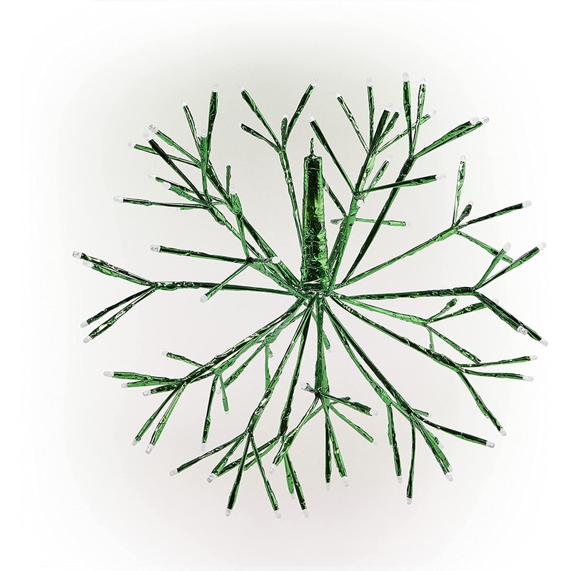 Alpine CRD100L-GN Christmas Snowflake Large Hanging Ornament with 96 LED, 16 Inch Tall, Green