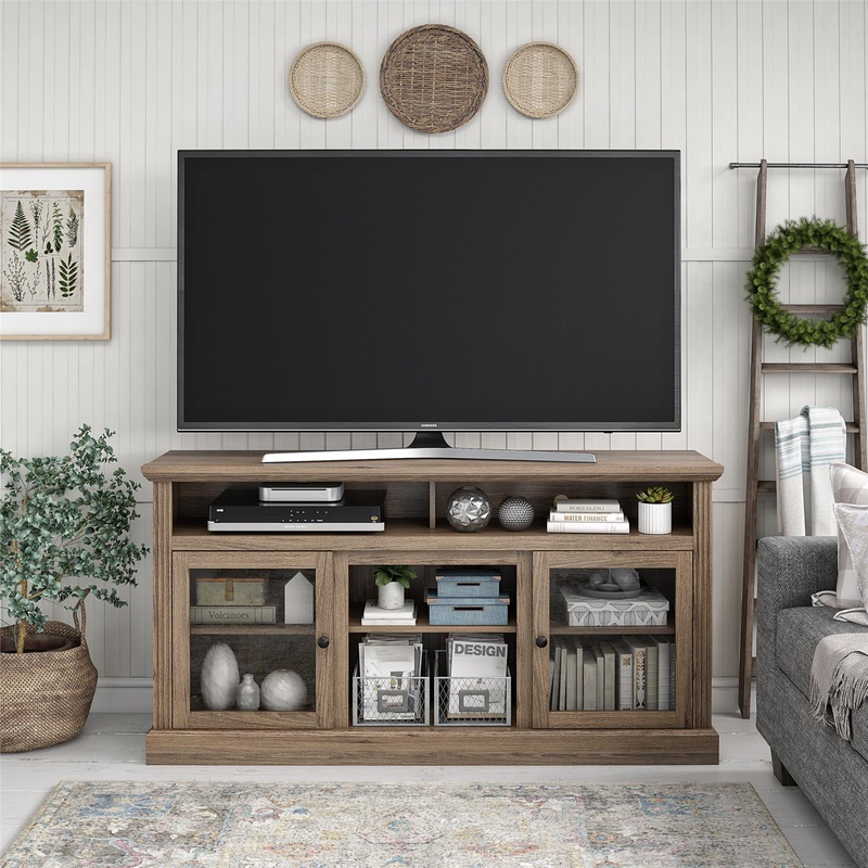 Ameriwood Home Chicago TV Stand for TVs up to 65, Rustic Oak