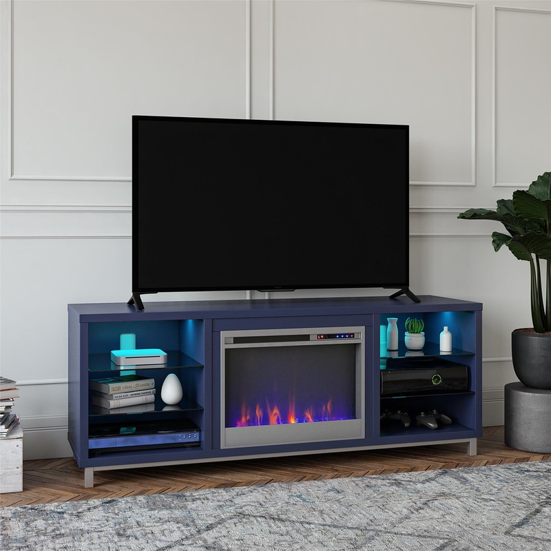 Ameriwood Home Lumina Deluxe Fireplace TV Stand for TVs up to 70, Navy