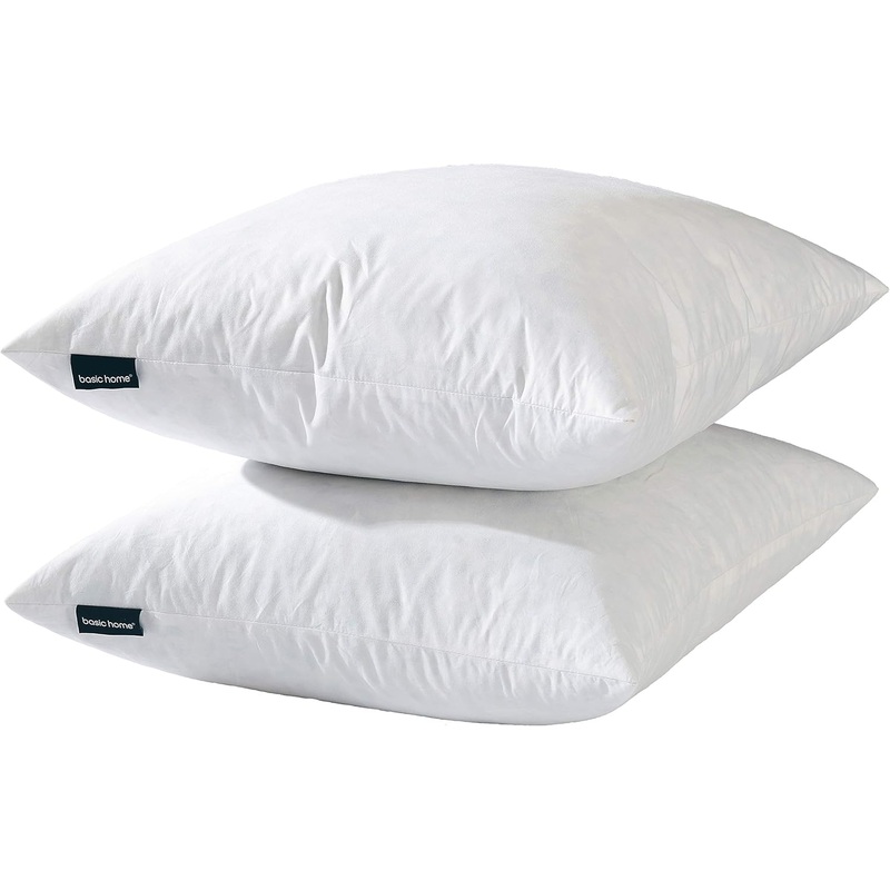 2626 Euro Throw Pillow Inserts-Down Feather Pillow Inserts-Cotton Fabric-Set of 2-White.