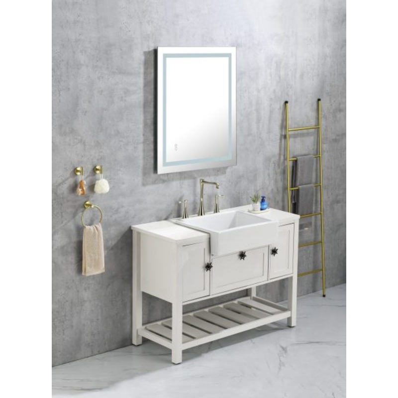 28*36 LED Lighted Bathroom Wall Mounted Mirror with High Lumen+Anti-Fog Separately Control+Dimmer Function