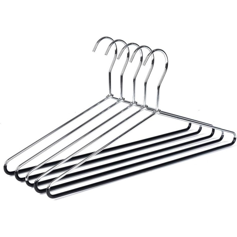 30 Quality Heavy Duty Metal Coat Hangers with Black Rubber Coating for Non Slip Pants (30)