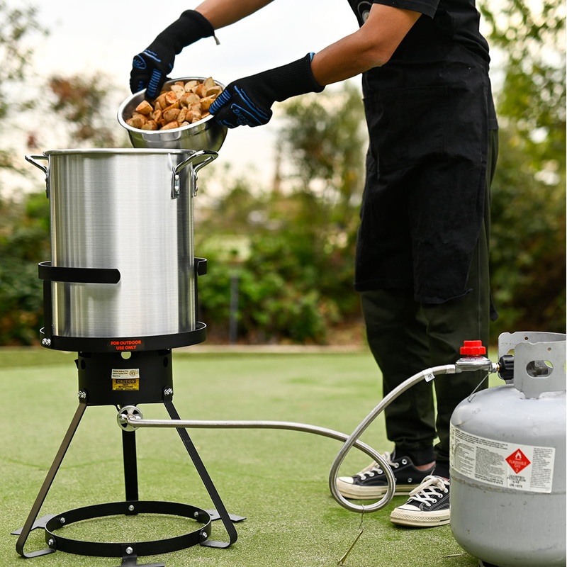 30 Quart Turkey Deep Fryer Aluminum Pot Boiling Seafood Cajun Propane Gas Stove Burner Stand Injector Thermometer