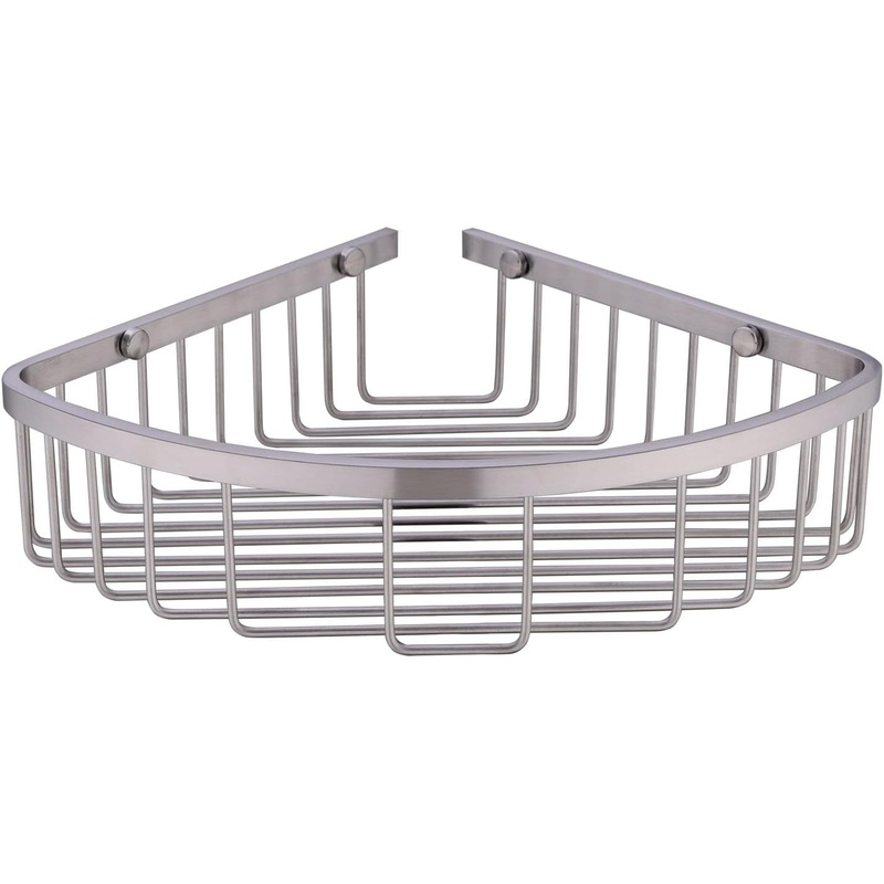 304 Stainless Steel Shower Caddy Corner Basket Shelf Bathroom Organizer Wall Mounted Storage, Brushed Nickel