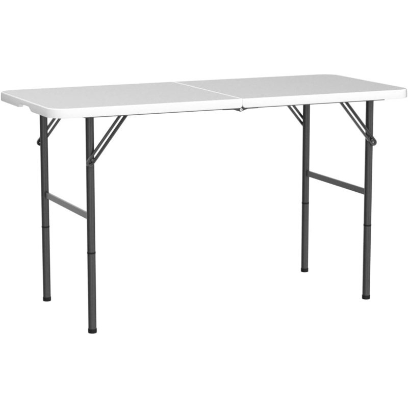 4 FT Folding Table, Plastic Portable Tables for Dining Parties Card Picnic Camping, Granite White