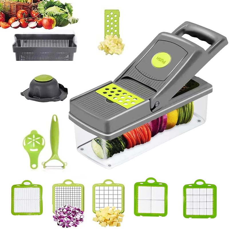 5 Core 11 in1 Vegetable Chopper Cutter Chopper Multifunctional Veggie Chopper with Container, Onion Chopper, Chopper Vegetable Cutter  Grey VC 11