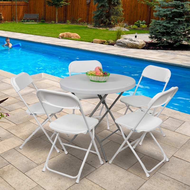5 Pack Black Plastic Folding Chair, Indoor Outdoor Portable Stackable Commercial Seat with Steel Frame 350lb. Capacity for Events Office Wedding Party Picnic Kitchen Dining (Black) 17.5 x 31.5 x 17.5