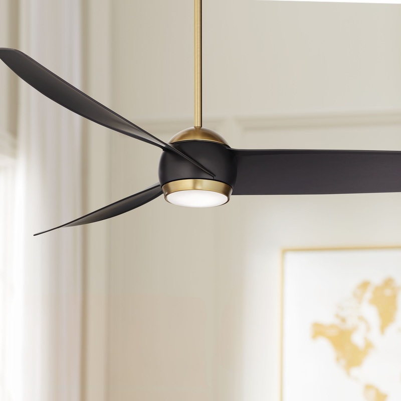 60 Possini Euro Design Modern Indoor Ceiling Fan with Dimmable LED Light Remote Control Warm Brass Black for Living Room Kitchen
