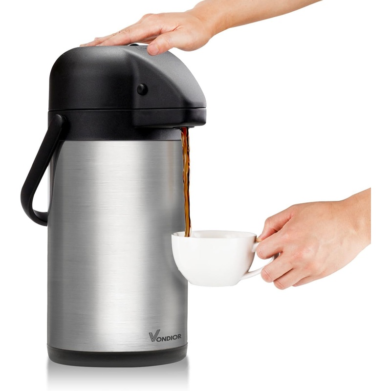 64 Oz Airpot Coffee Dispenser with Pump, Insulated Thermal Coffee Carafe  Stainless Steel Hot Beverage Dispenser  Thermos Urn for Hot/Cold Water, Drink Dispenser for Parties