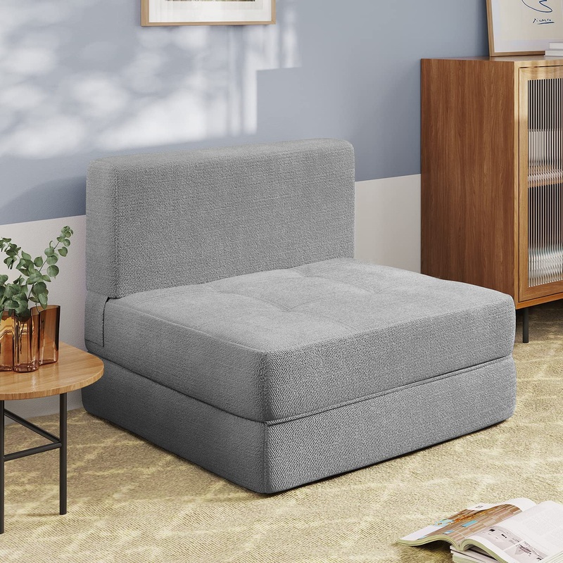 Aiho Chair Bed, Sleeper Sofa Bed with Removable Cover Light Gray