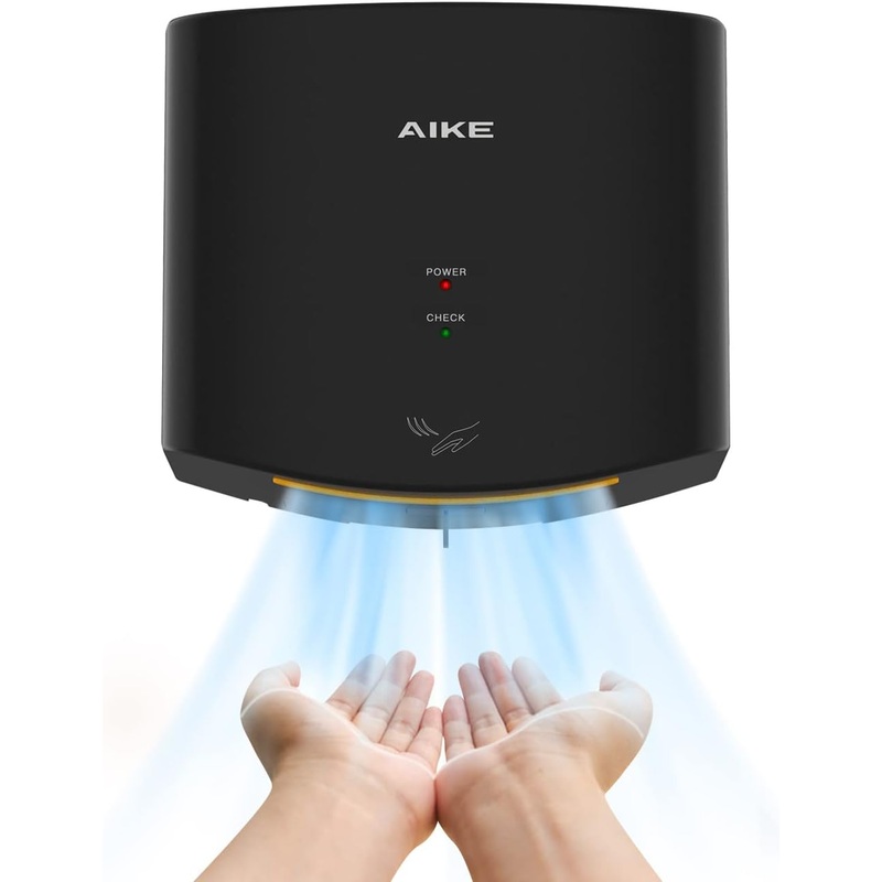 AIKE Air Wiper Compact Hand Dryer 110V 1400W Black (with 2 Pin Plug) Model AK2630