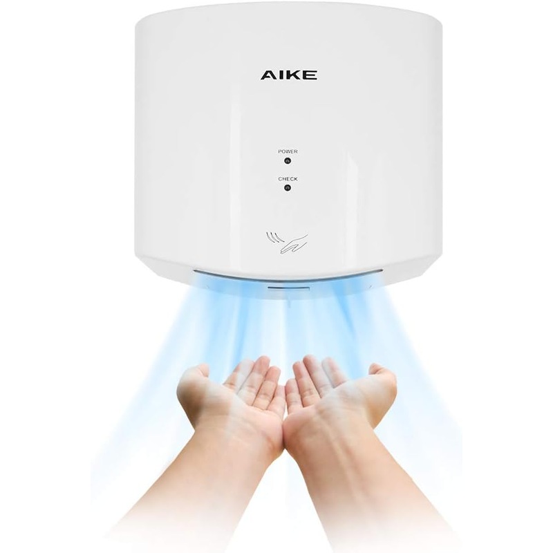 AIKE Air Wiper Compact Hand Dryer 110V 1400W White (with 2 Pin Plug) Model AK2630