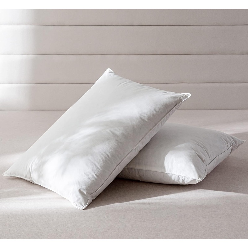AIKOFUL Luxury Goose Feathers Down Pillows Queen Size Set of 2,Hotel Collection Soft Bed Pillows for Sleeping,Organic Percale Cover(Queen,Pack of 2)