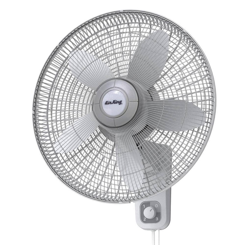 Air King 9018 18 in. 3 Speed Oscillating Wall Mount Fan with Adjustable Head, Commerical Grade Speed, and Easy Assembly in Gray