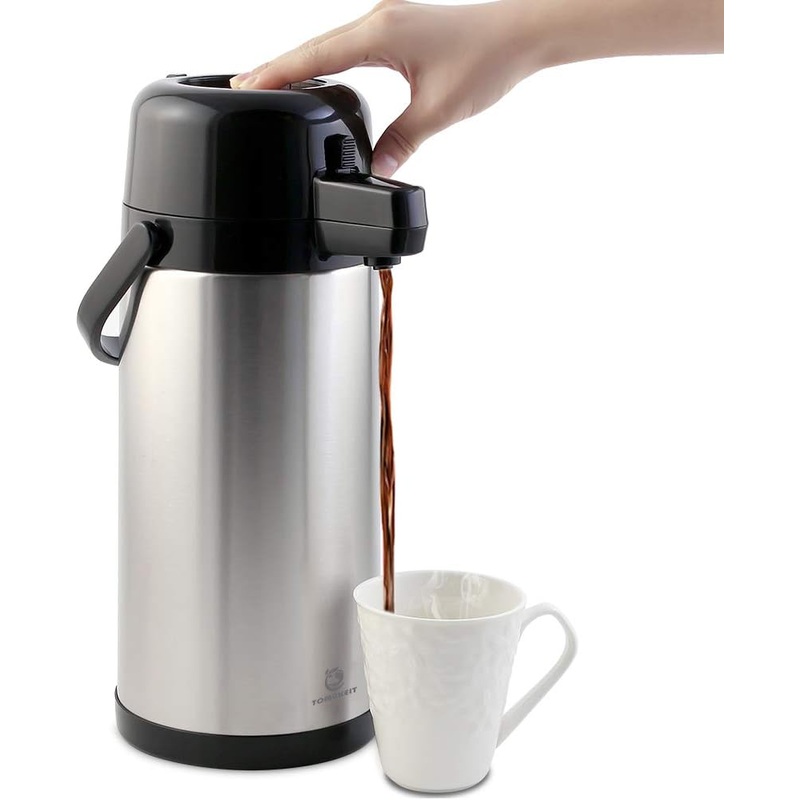 Airpot Coffee Dispenser with Pump,102 OZ/ 3L Large Coffee Dispenser for Party Hot Drinks Water Tea Chocolate Hot/Cold Water, Insulated Stainless Steel Thermos
