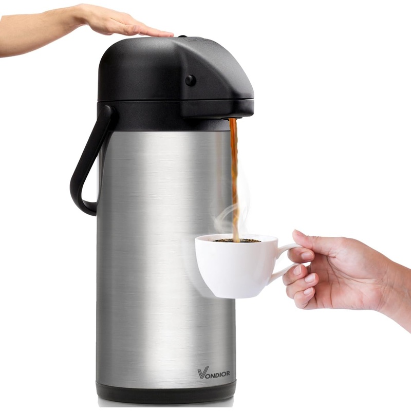 Airpot Coffee Dispenser with Pump  102 oz Insulated Stainless Steel Coffee Carafe  Thermal Beverage Dispenser  Thermos Urn for Hot/Cold Water, Party Chocolate Drinks
