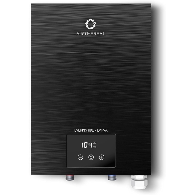 Airthereal Electric Tankless Water Heater 14kW, 240Volts  Endless On-Demand Hot Water  Self Modulates to Save Energy Use  Small Enough to Install Anywhere  for 1 Shower, Evening Tide series