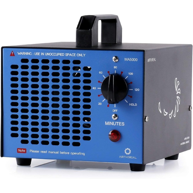 Airthereal MA5000 Commercial Ozone Generator, High Capacity Ozone Machine Odor Removal  Home Air Ionizers O3 Deodorizer for Rooms, Smoke, Cars and Pets, Eliminate Odors up to 2000sq.ft., Blue
