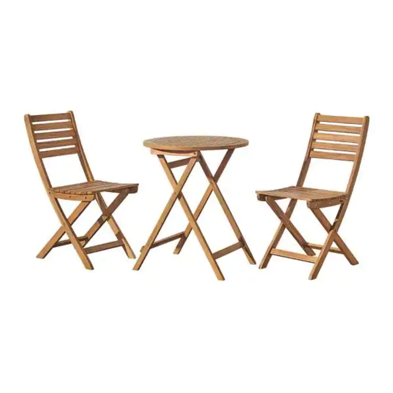 Alaterre Cabot Natural 3-Piece Wood Outdoor Folding Table and Chair Set