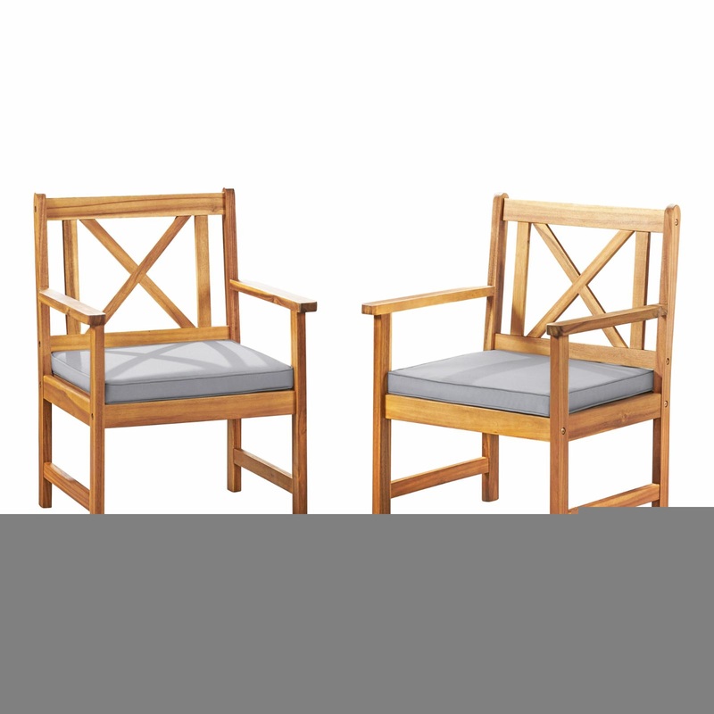 Alaterre Furniture Manchester Acacia Wood Chairs with Cushions  Set of 2, Natural