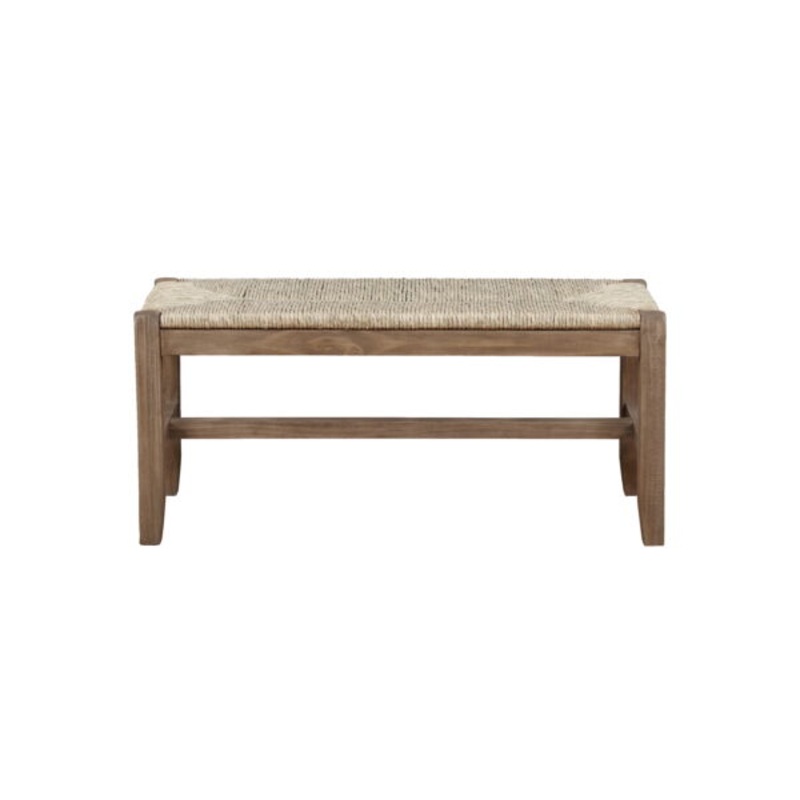 Alaterre Newport 40 Wood Bench with Rush Seat, Brown