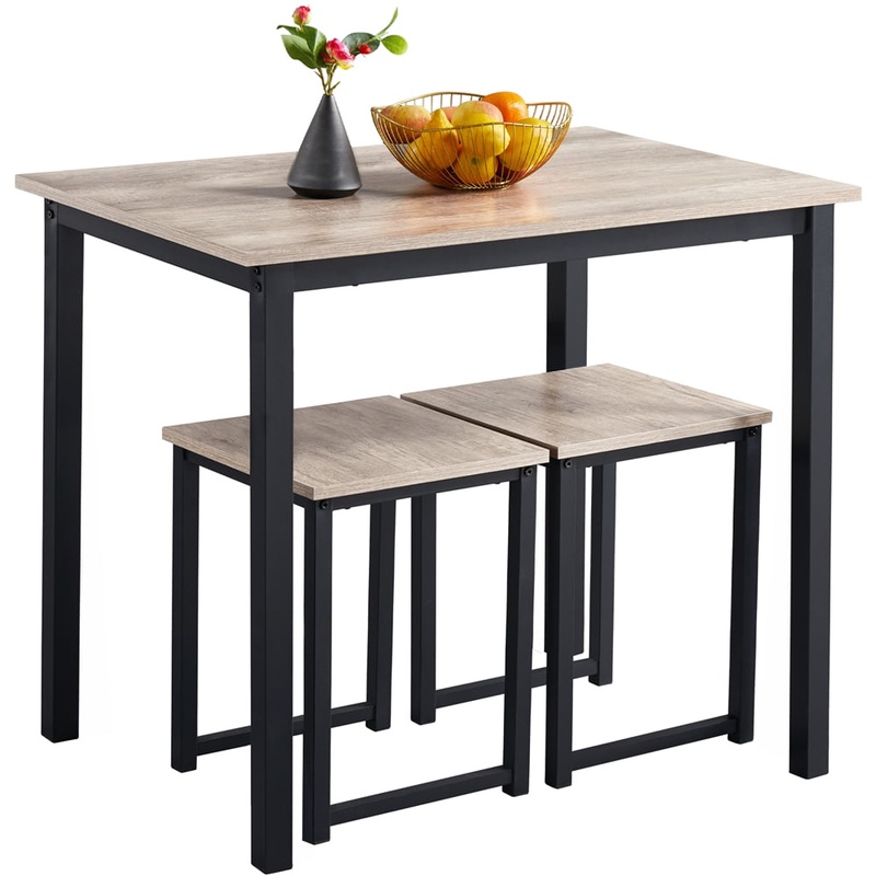 Alden Design 3pcs Industrial Dining Set, Rustic Gray