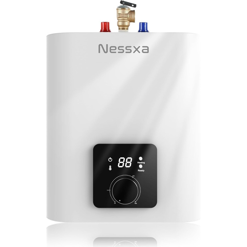 1.6 Gallon Electric Mini Tank Water Heater, 110V 1500W Instant Hot Water Heater, Compact Electric Storage Water Heater, Point of Use On Demand Under Sink Water Heater for Home Kichen Bathroom