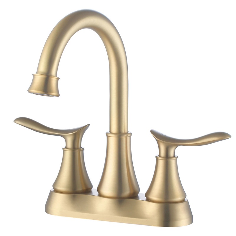2 Handle Bathroom Sink Faucet, 4 Lavatory Vanity Faucet, Centerset Faucet with Pop-up Drain & Supply Lines (Gold)