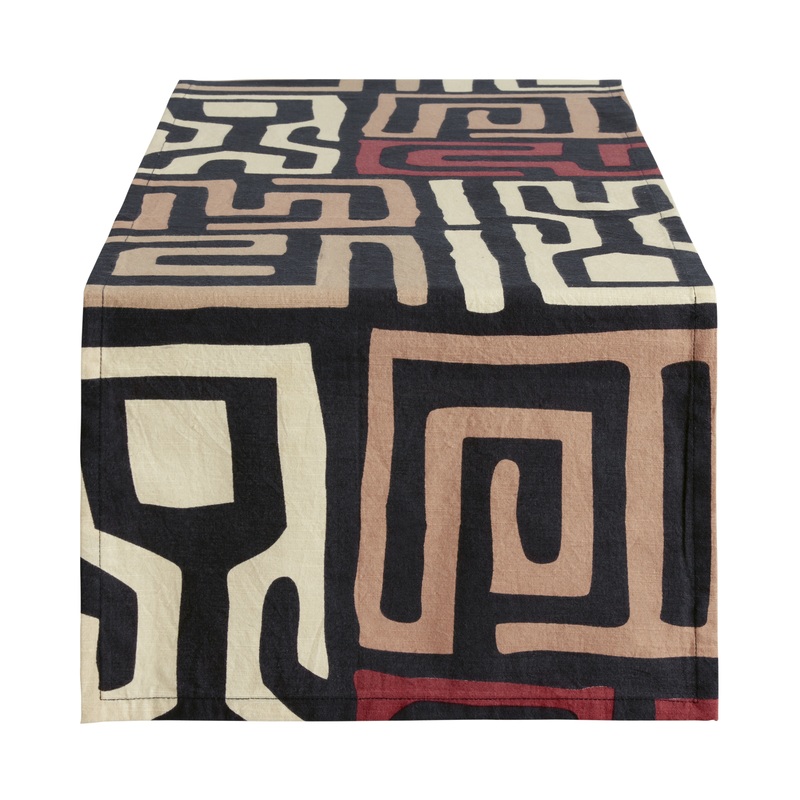 Black And Tan Geometric Table Runner