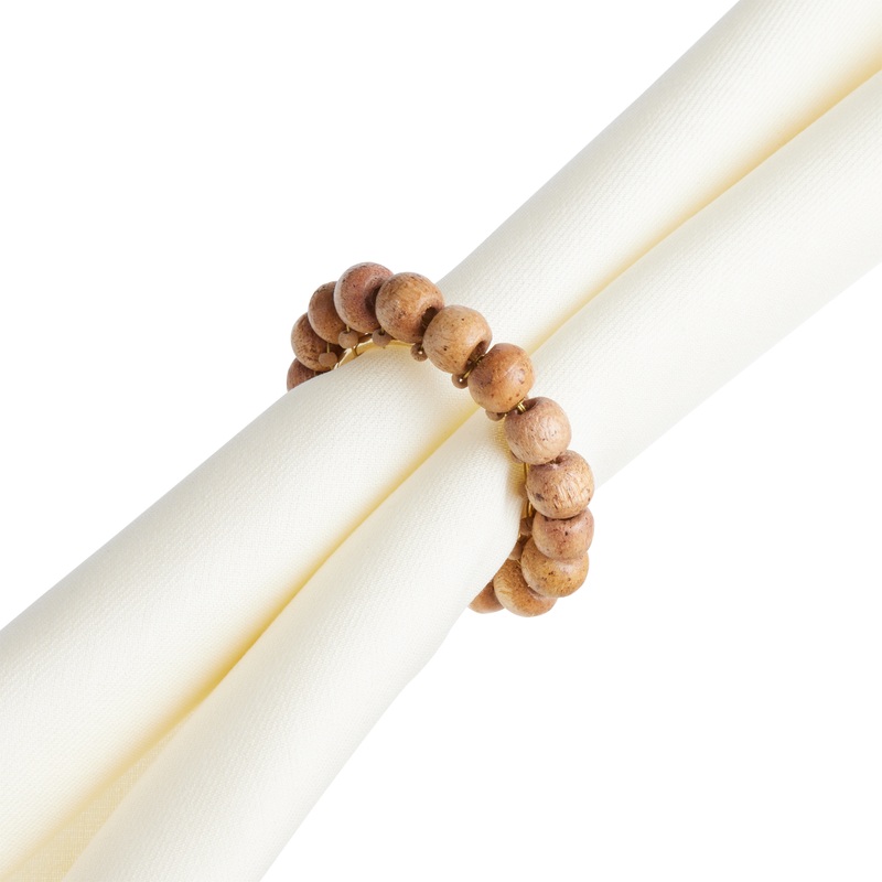 Mango Wood Beaded Napkin Ring Set of 2